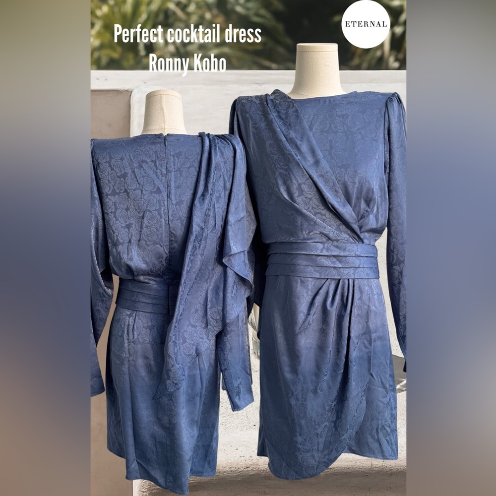 Ronny Kobo Elegant Blue Cocktail Dress